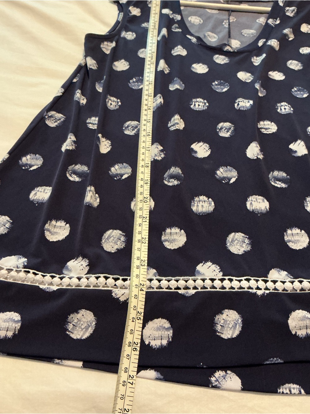 Chaus Navy Tank Top with White Polka Dot Print - Picture 8 of 9